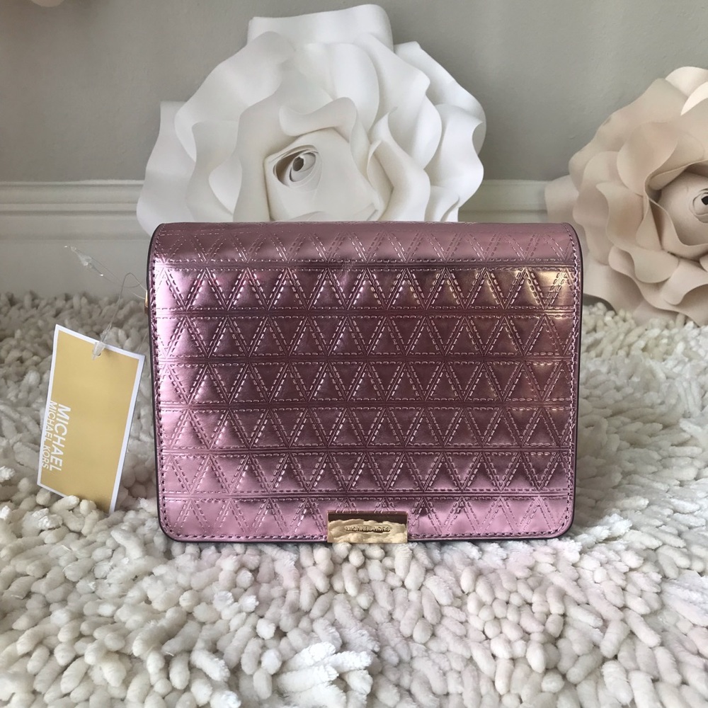 Michael Kors Jade Medium Gusset Clutch Soft Pink